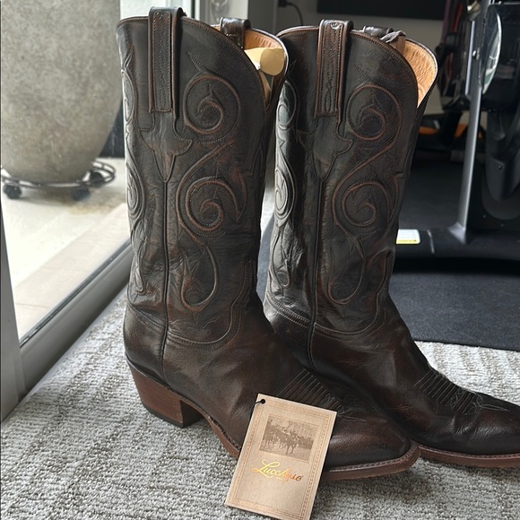 Frye Brown Leather Cowboy Boots - Picture 3 of 4